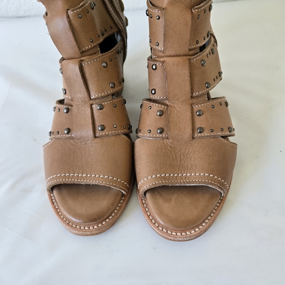Freebird Ghost Steven Sandals Size 8 Tan Leather Side Zip Closure Handmade Boho - Picture 9 of 16
